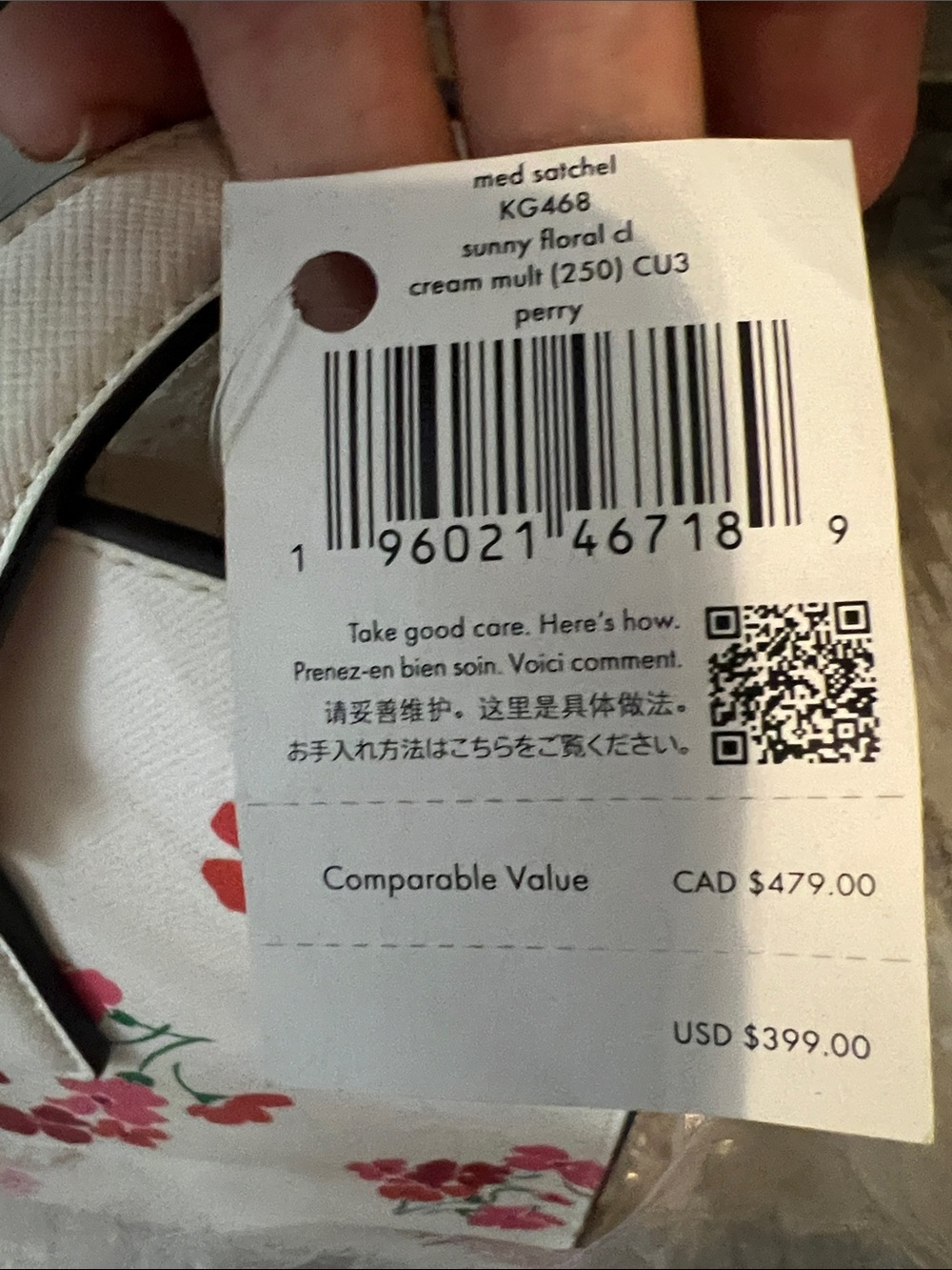NWT!KATE Spade♠️PLAYFUL & PRETTY Cream Medium Floral Satchel/Crossbody!MSRP$399! - Picture 4 of 12